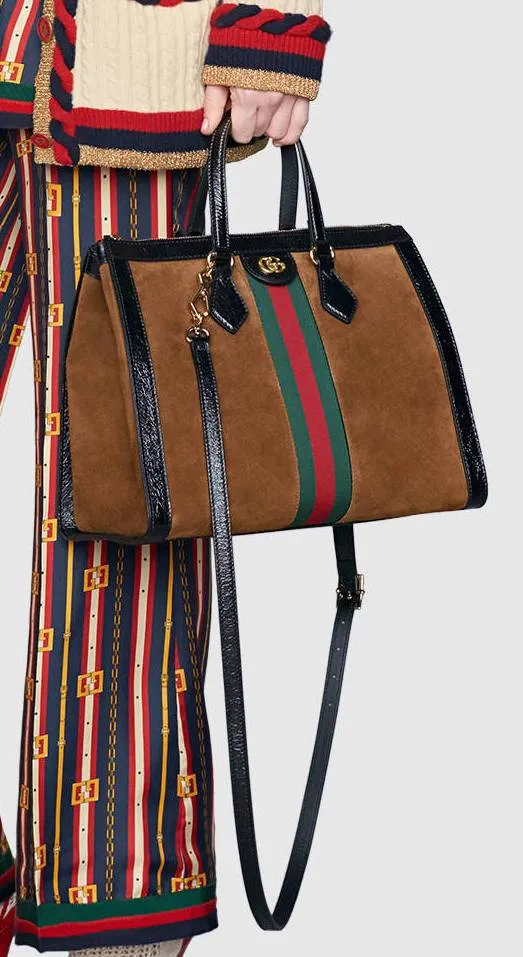 Ophidia Medium Top Handle Bag - Chestnut Suede