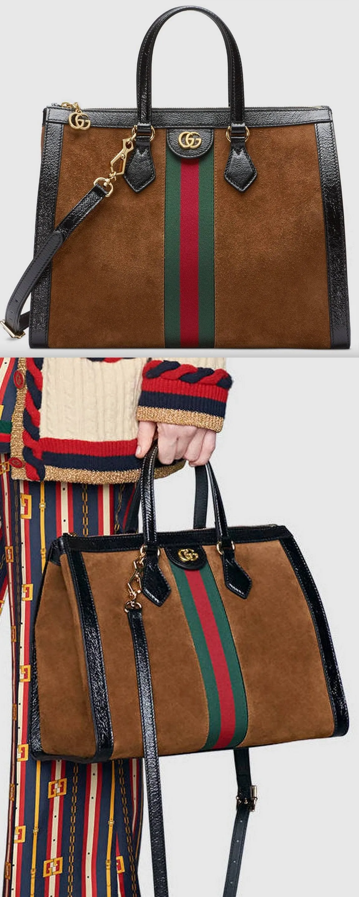 Ophidia Medium Top Handle Bag - Chestnut Suede