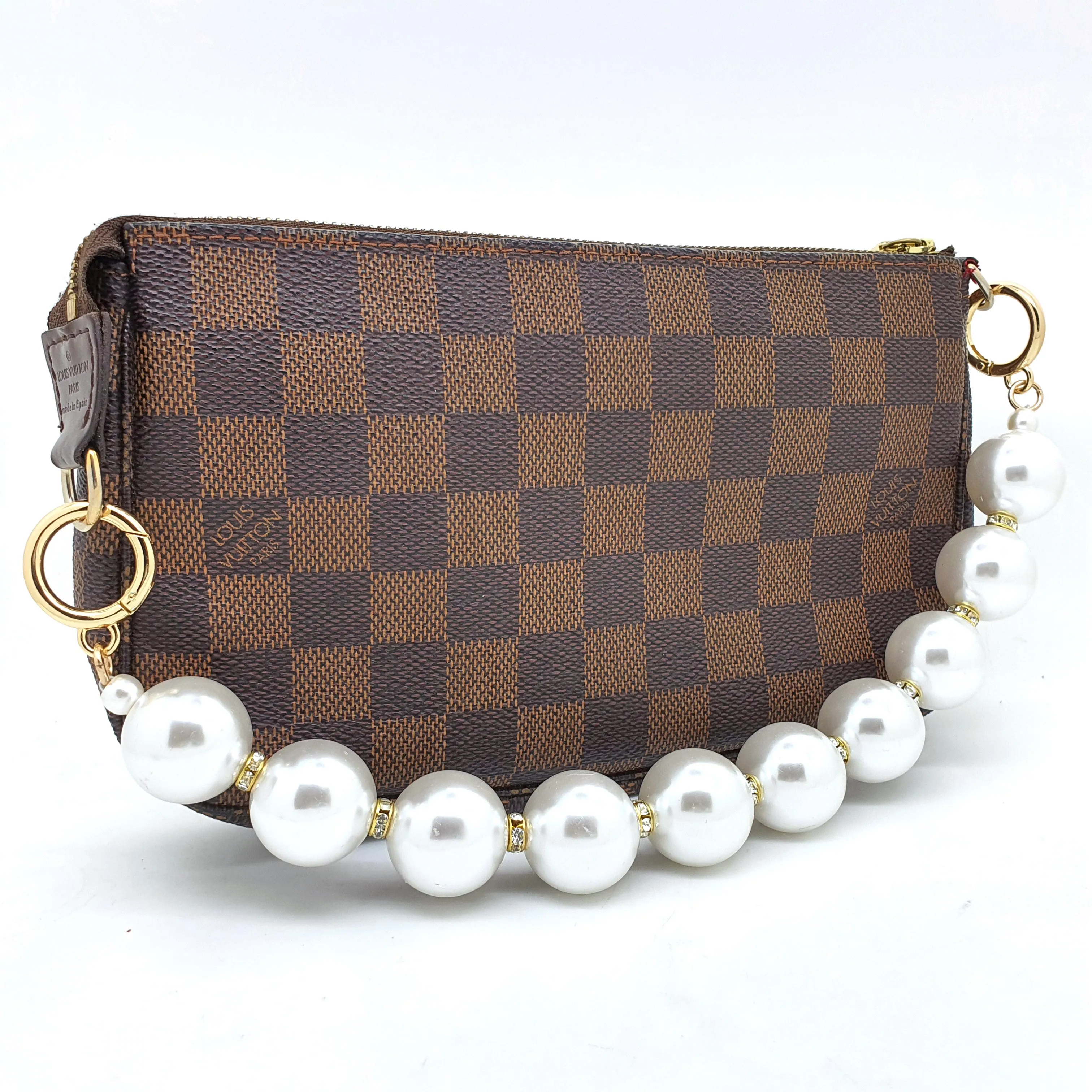 Pearls and Rhinestones Handle Bag Charm 33cm