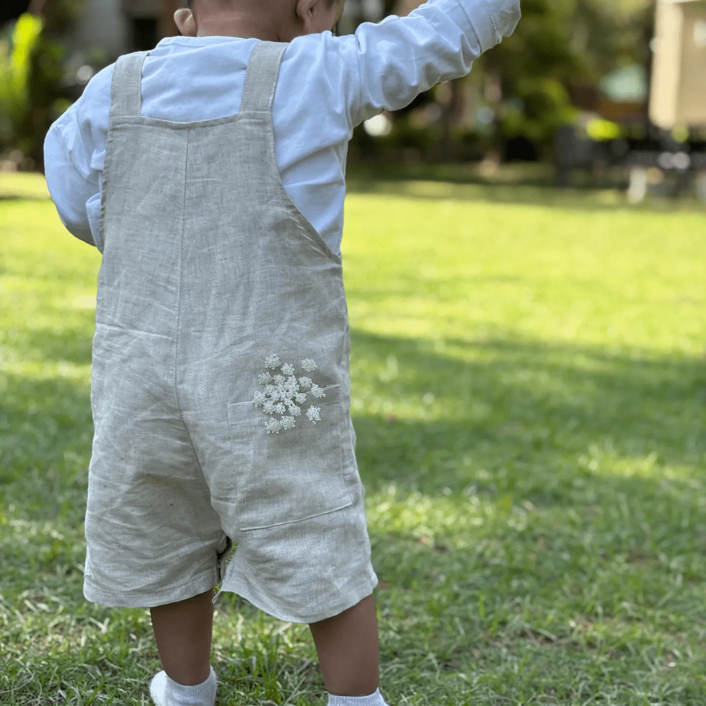 Pocketful of Play Linen Cotton Unisex Dungaree (Beige)