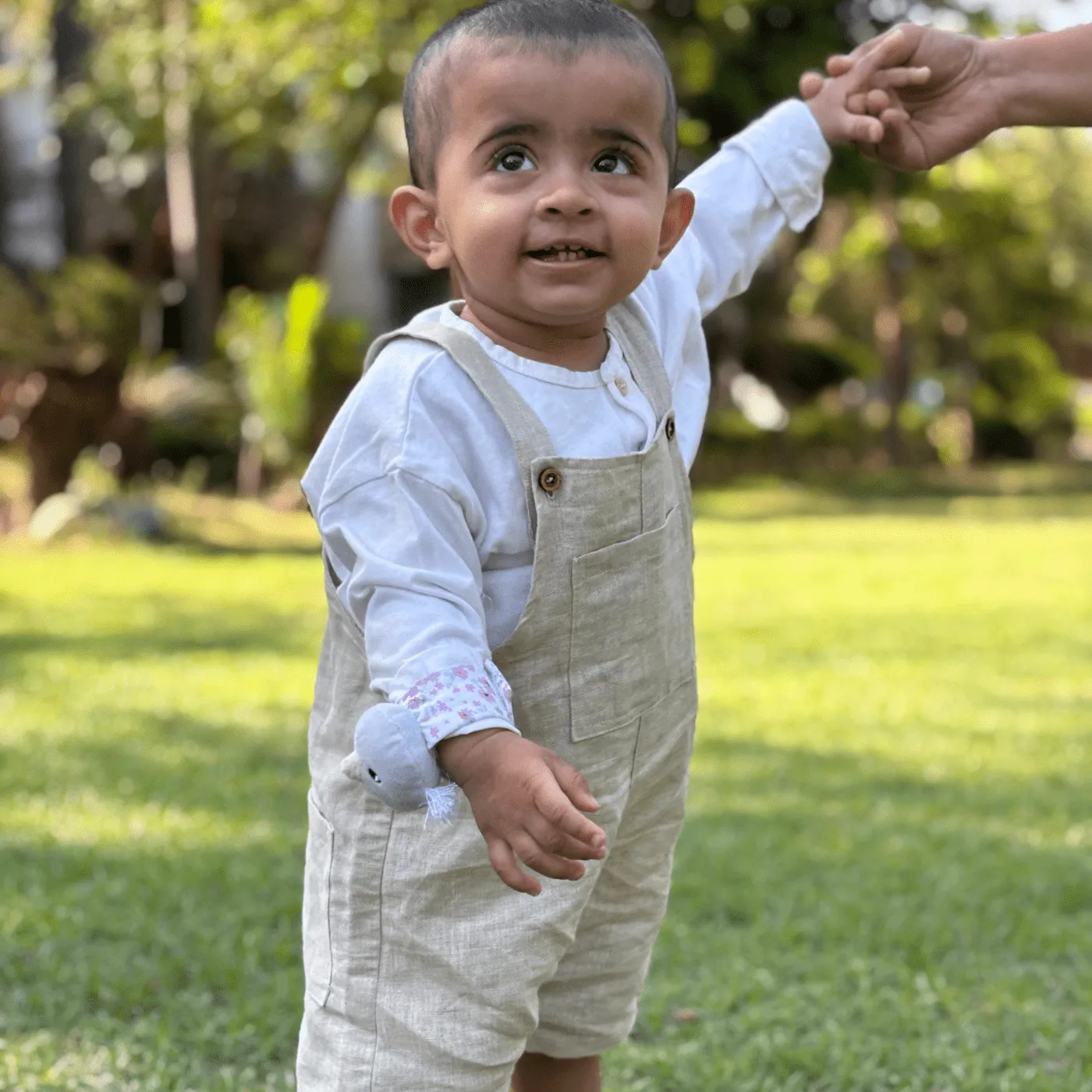 Pocketful of Play Linen Cotton Unisex Dungaree (Beige)