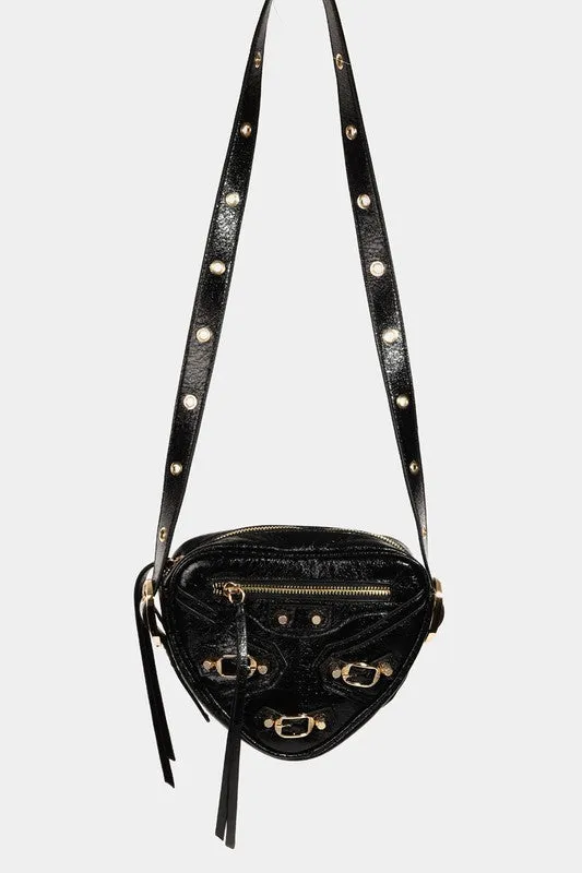 PU Leather Geometric Triangle Crossbody Bag
