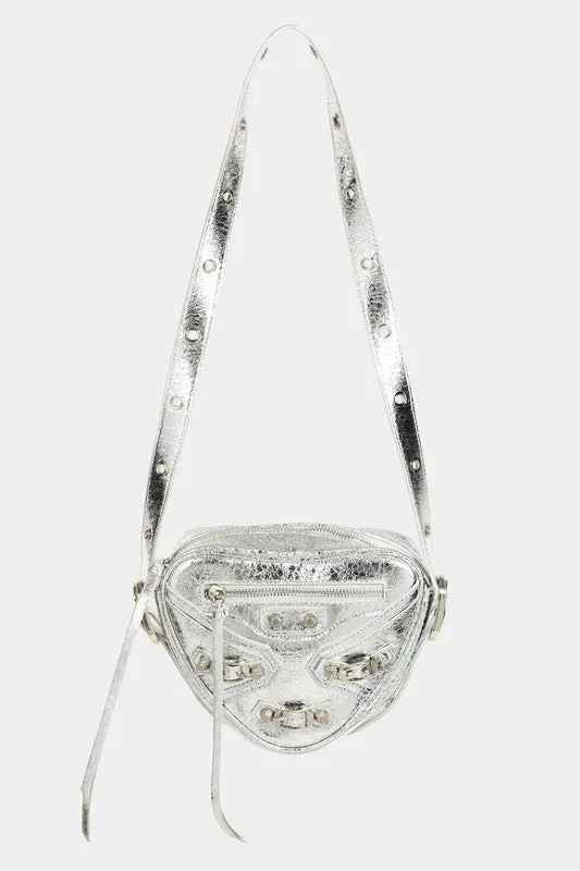 PU Leather Geometric Triangle Crossbody Bag