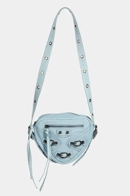 PU Leather Geometric Triangle Crossbody Bag