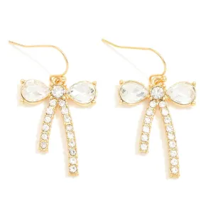Rhinestone Bow Drop Earrings