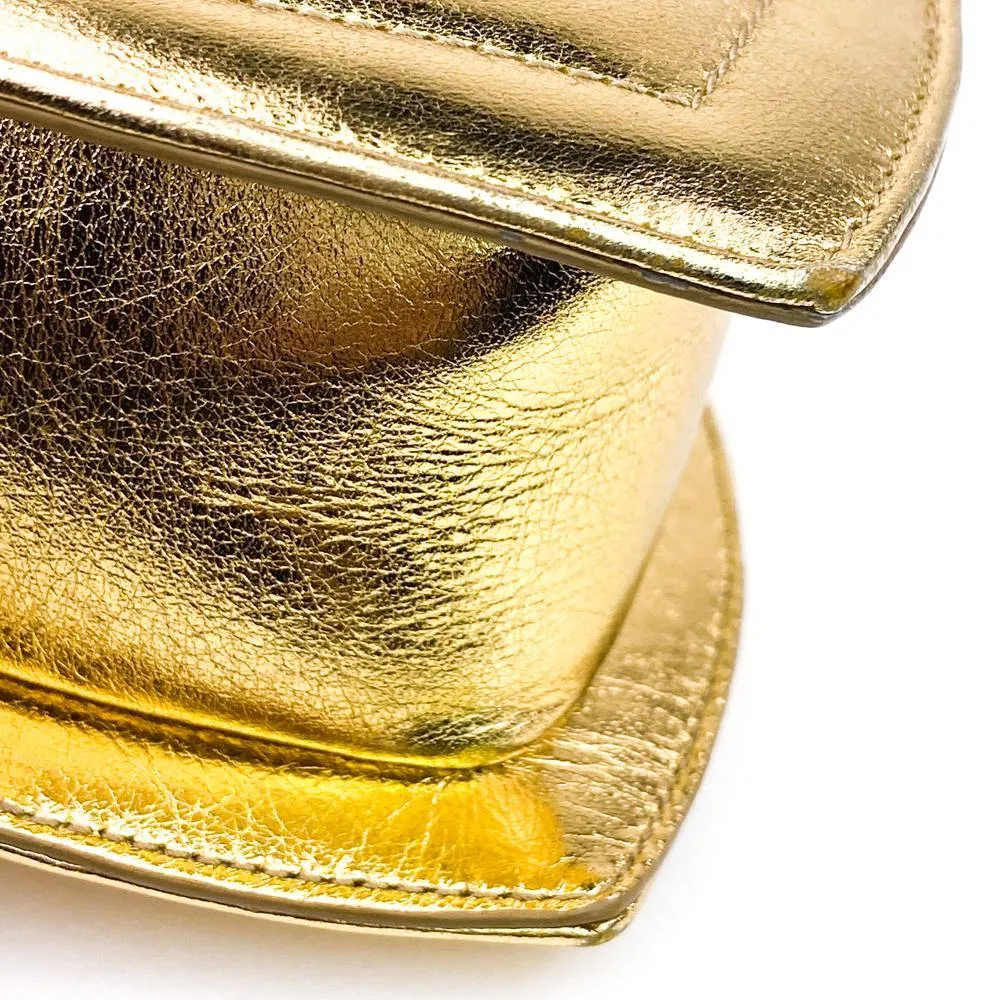 Saint Laurent Gold Chevron Monogram Mini Love Heart Chain Bag