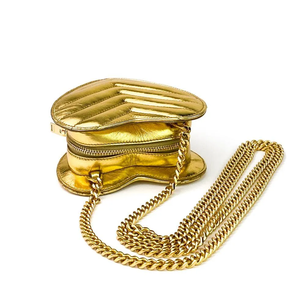 Saint Laurent Gold Chevron Monogram Mini Love Heart Chain Bag