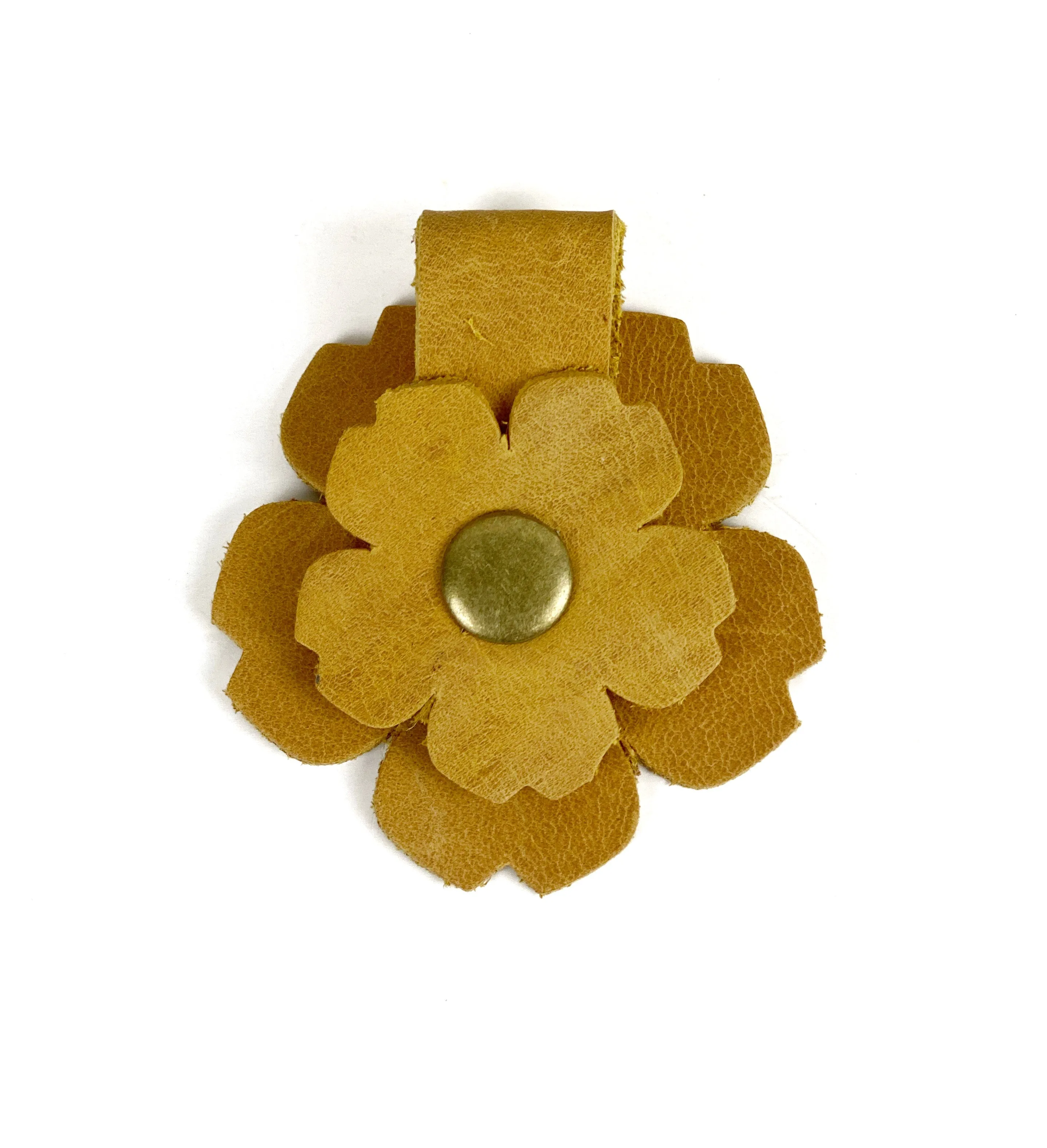Scalloped Edge Snap on Leather Flower Bag Purse Charm