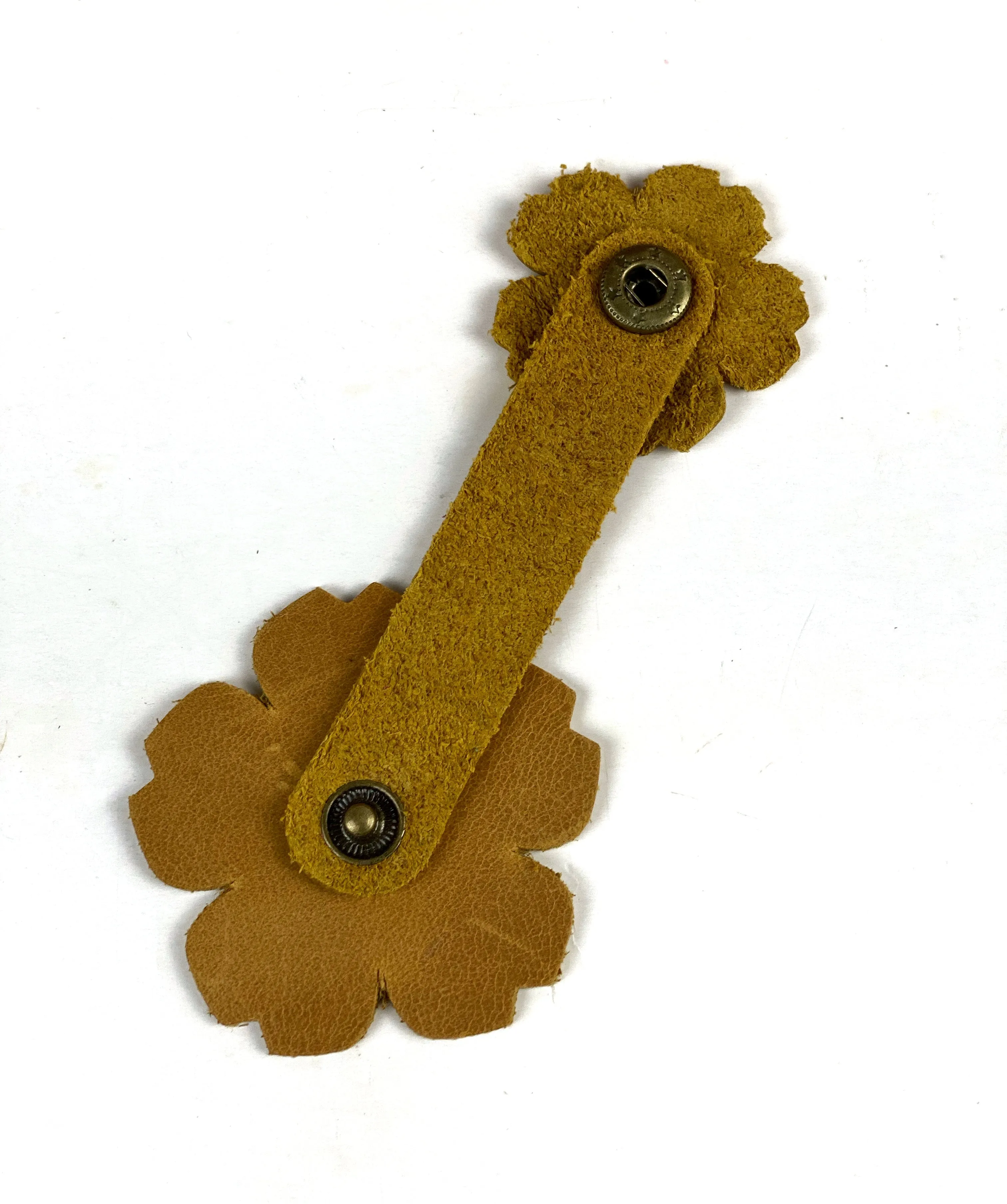 Scalloped Edge Snap on Leather Flower Bag Purse Charm