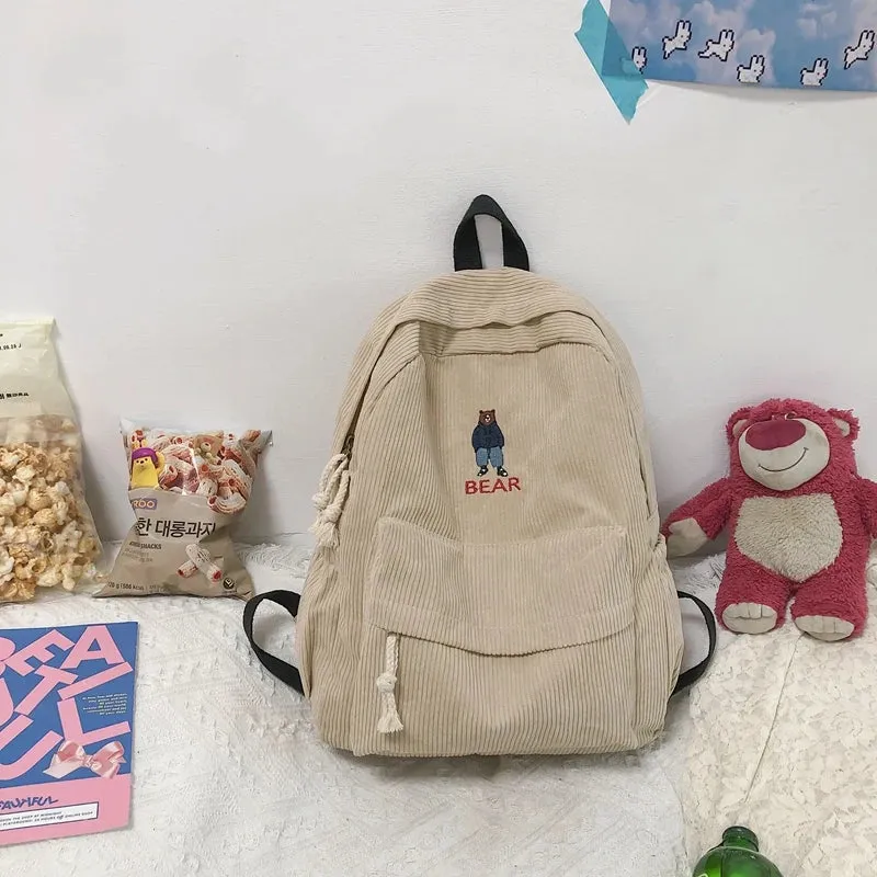 Sohiwoo Corduroy Backpack Cute Fashion Women Backpack Female Girl School Backpack Female Travel Shoulder Bags For Teenage Mochila