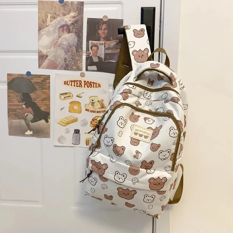 Sohiwoo Fashion Kawaii Schoolbag for Teenage Waterproof Nylon Girls Bagpack Women Laptop Backpack Travel Backpack Cute Cartoon Bookbag