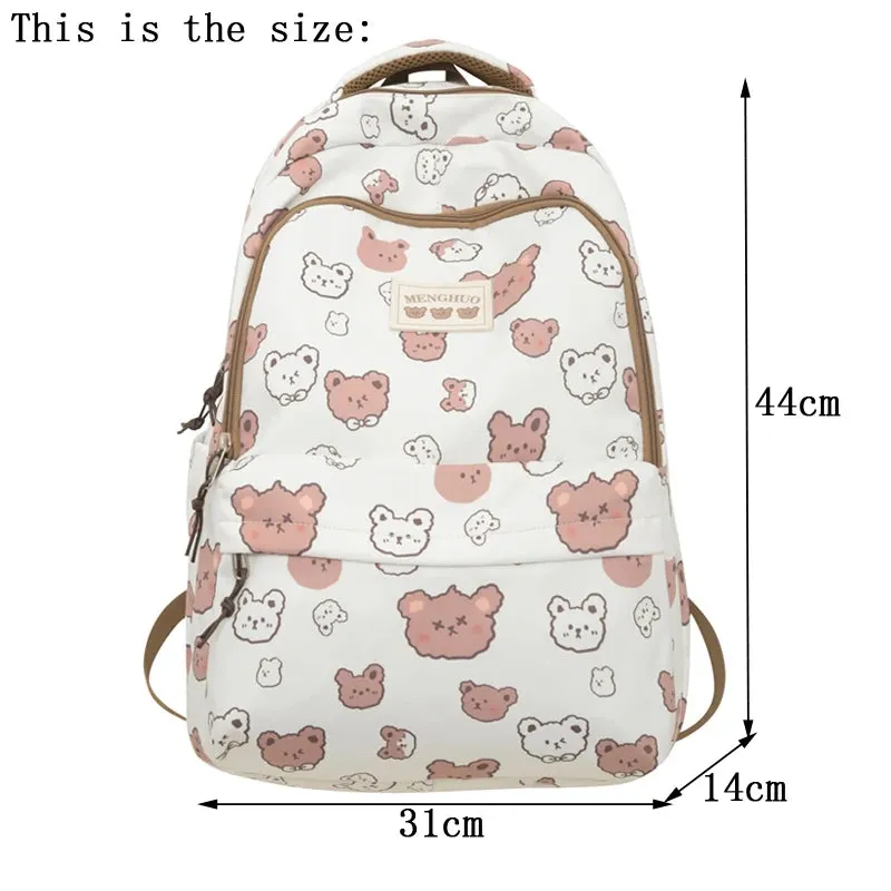 Sohiwoo Fashion Kawaii Schoolbag for Teenage Waterproof Nylon Girls Bagpack Women Laptop Backpack Travel Backpack Cute Cartoon Bookbag