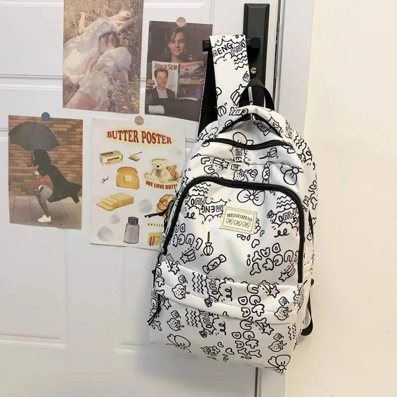 Sohiwoo Fashion Kawaii Schoolbag for Teenage Waterproof Nylon Girls Bagpack Women Laptop Backpack Travel Backpack Cute Cartoon Bookbag