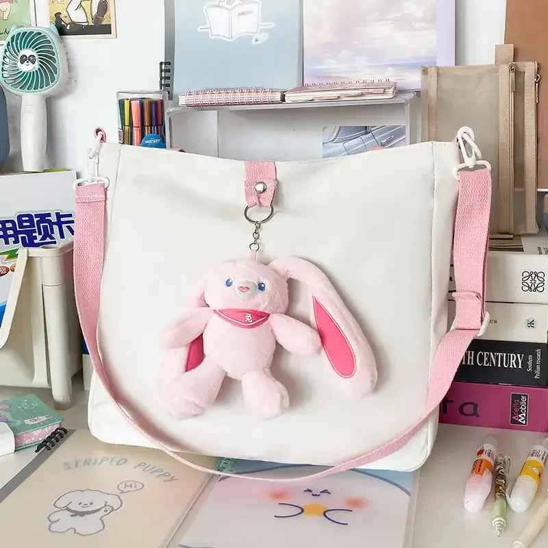 Sohiwoo Sweet Handbags for Women Cute Large Capacity Leisure Shoulder Bag Fashion Kawaii Korean Style College Style Tote Bag