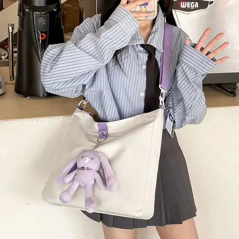 Sohiwoo Sweet Handbags for Women Cute Large Capacity Leisure Shoulder Bag Fashion Kawaii Korean Style College Style Tote Bag