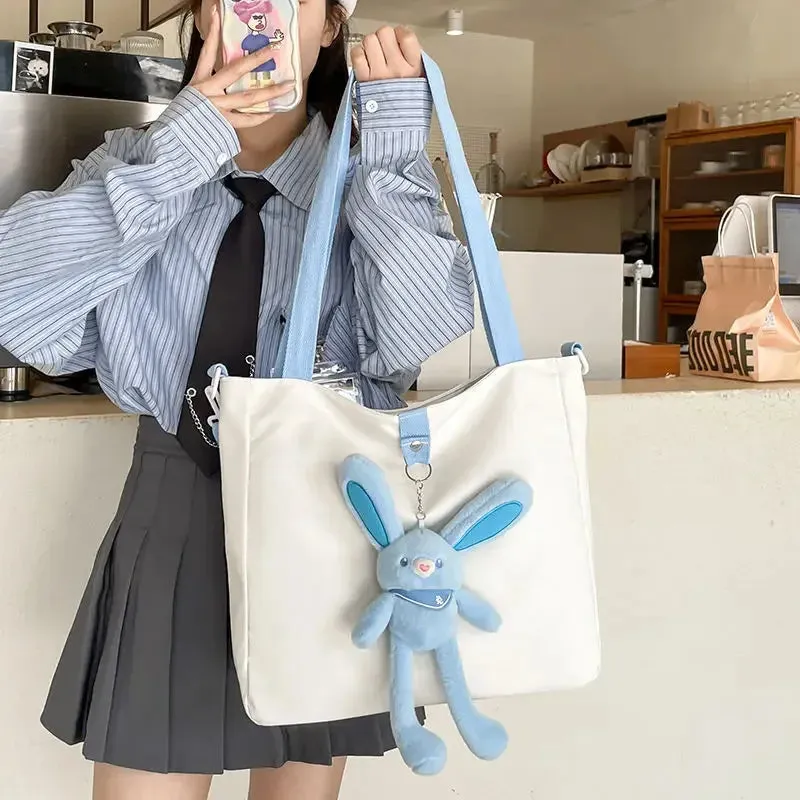 Sohiwoo Sweet Handbags for Women Cute Large Capacity Leisure Shoulder Bag Fashion Kawaii Korean Style College Style Tote Bag