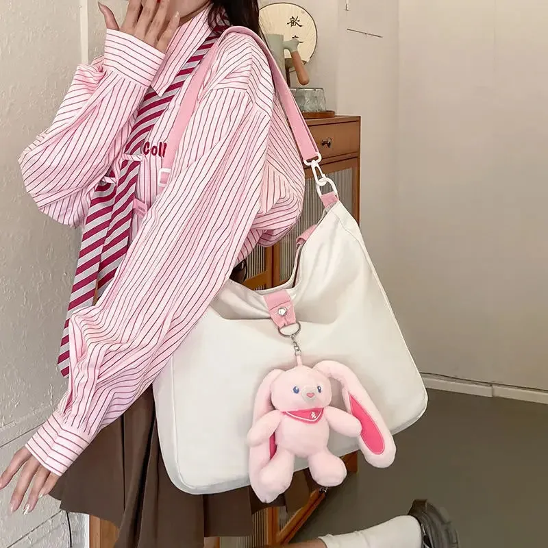 Sohiwoo Sweet Handbags for Women Cute Large Capacity Leisure Shoulder Bag Fashion Kawaii Korean Style College Style Tote Bag