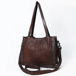 Spaghetti Western Swc133Brn Tote Vintage Handmade Drum Dyed Genuine European Cowhide Leather Women Bag Western Handbag Purse