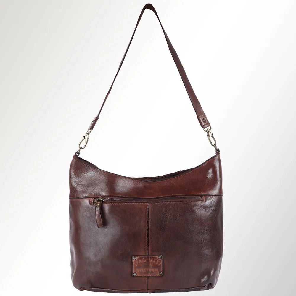 Spaghetti Western Swc140Brn Hobo Vintage Handmade Drum Dyed Genuine European Cowhide Leather Women Bag Western Handbag Purse