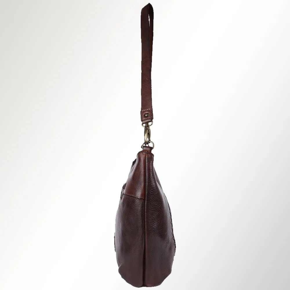 Spaghetti Western Swc140Brn Hobo Vintage Handmade Drum Dyed Genuine European Cowhide Leather Women Bag Western Handbag Purse