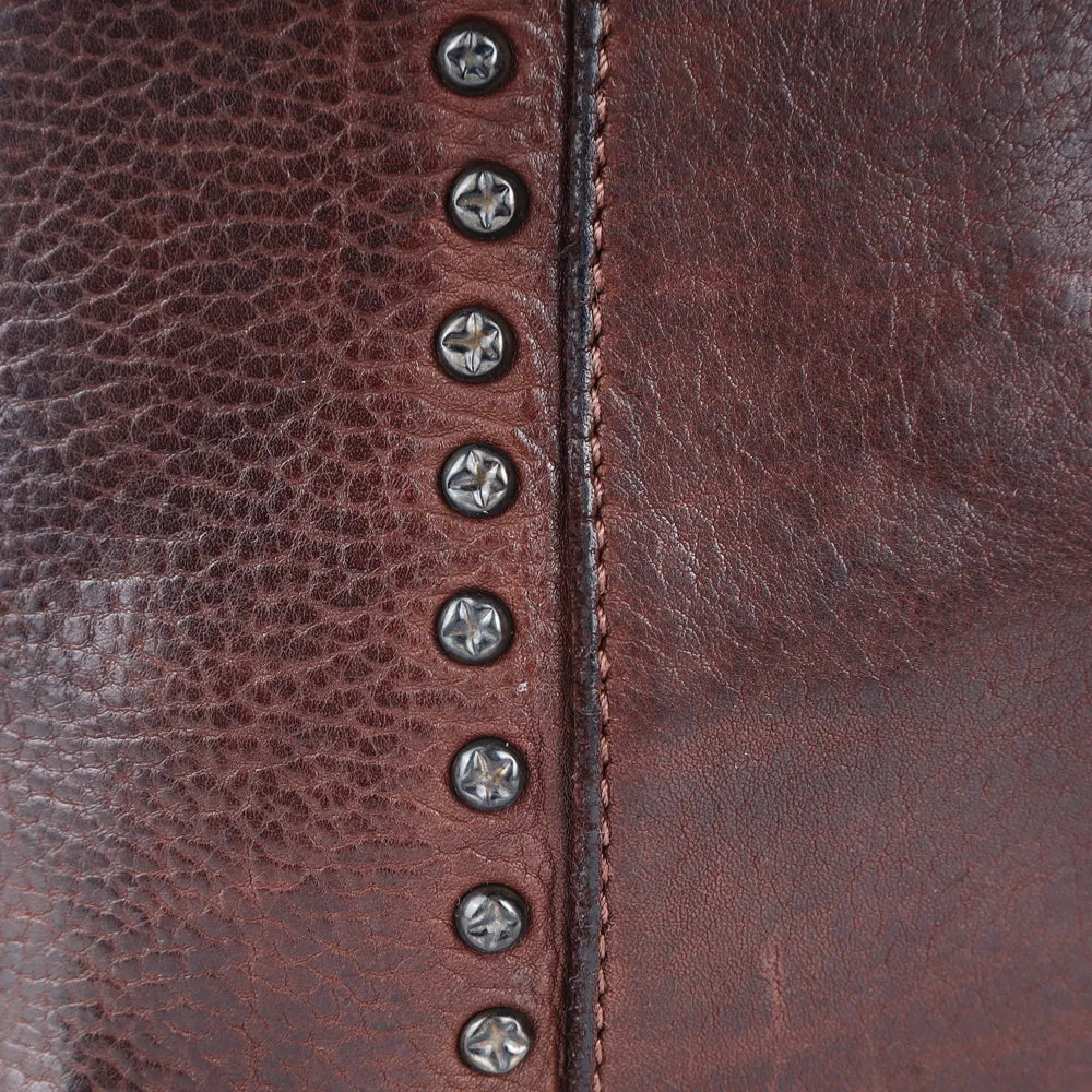 Spaghetti Western Swc140Brn Hobo Vintage Handmade Drum Dyed Genuine European Cowhide Leather Women Bag Western Handbag Purse