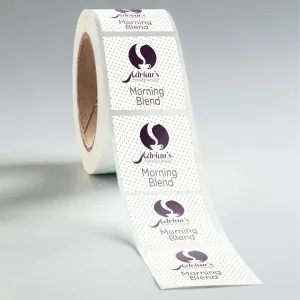 Square Glossy Restaurant To-Go Labels (Waterproof)