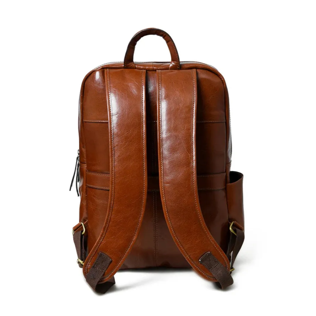 Tan Luxury Italian Leather Backpack