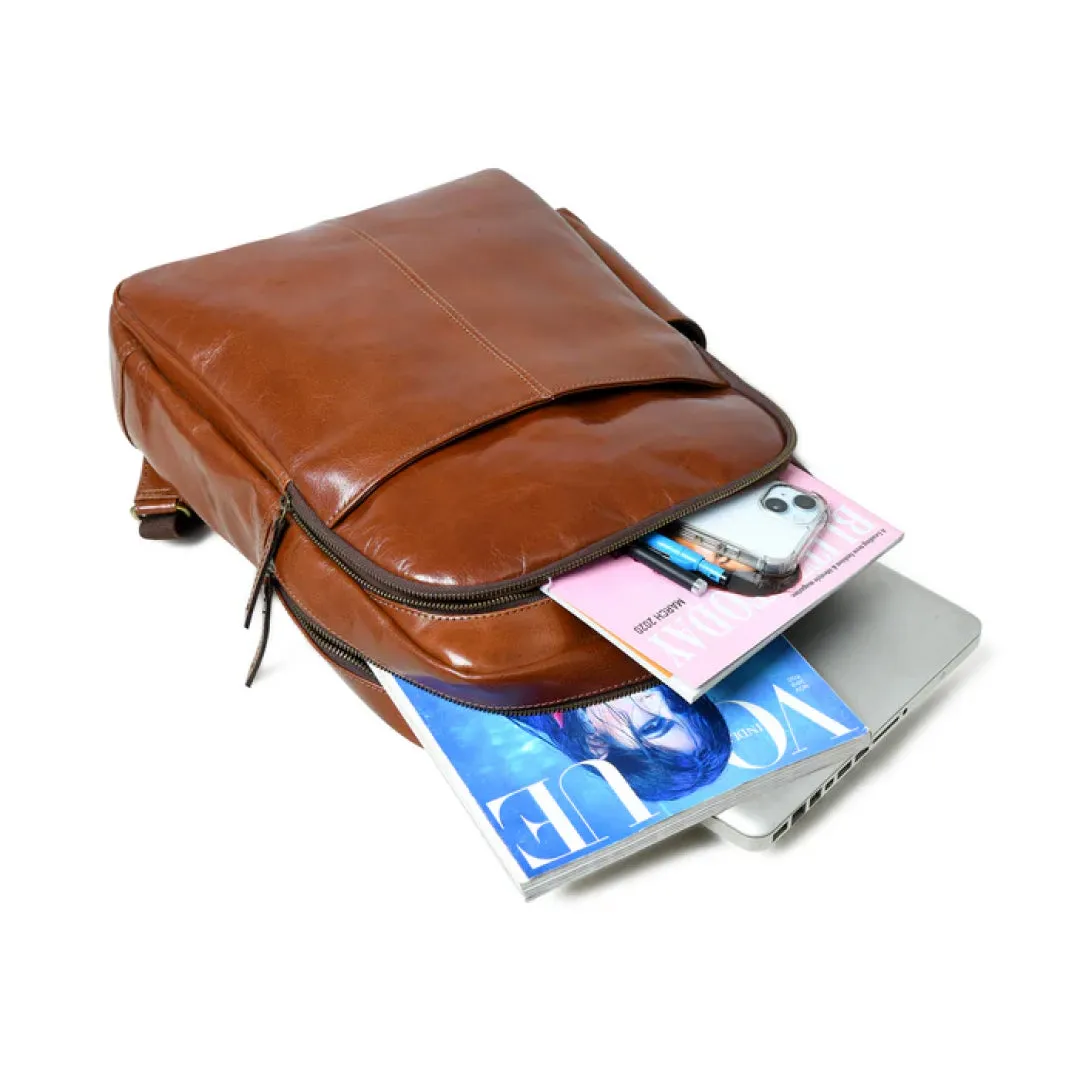 Tan Luxury Italian Leather Backpack