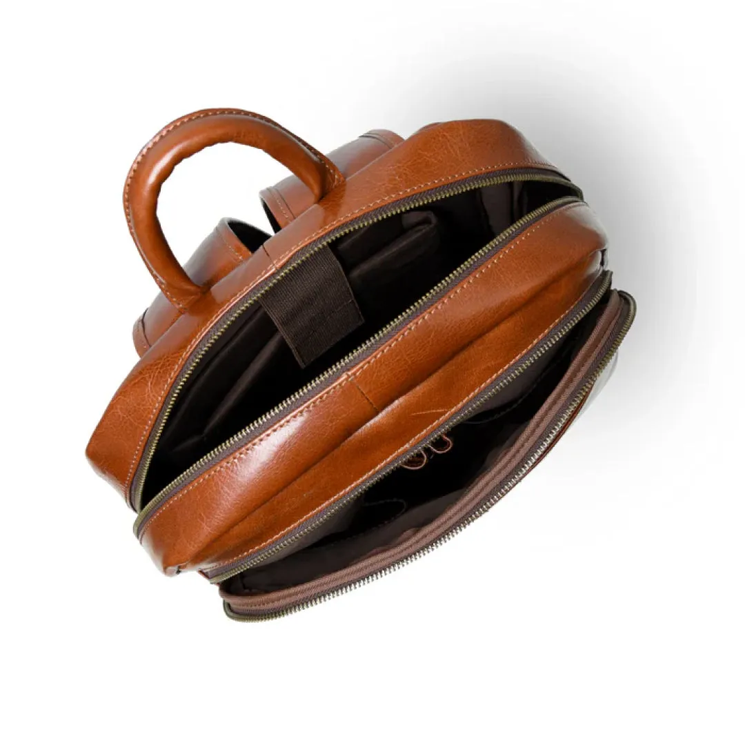 Tan Luxury Italian Leather Backpack