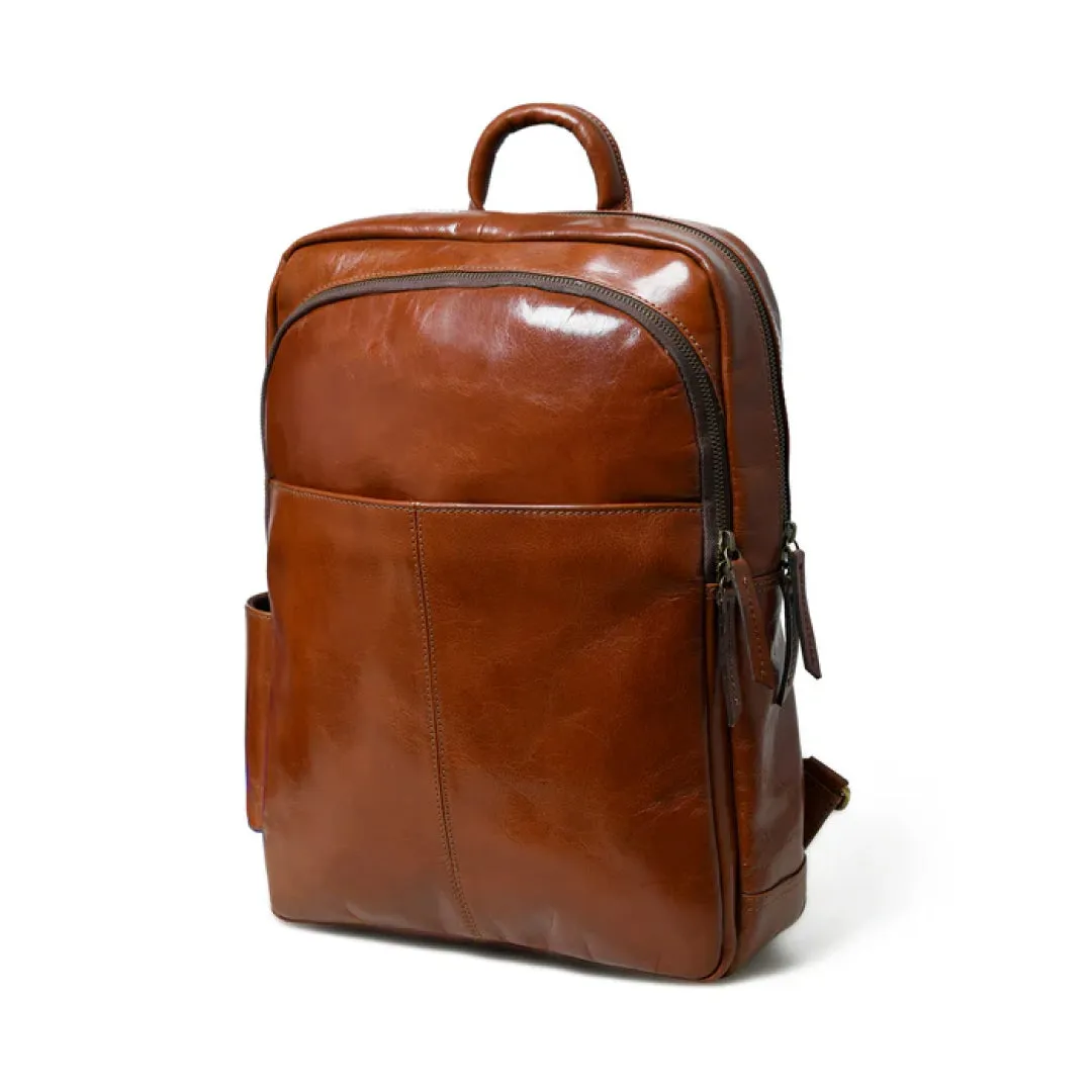 Tan Luxury Italian Leather Backpack