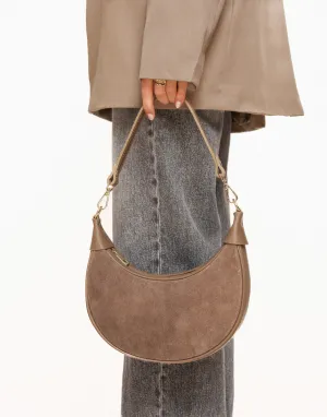 Taupe Suede Half Ronde Leren - Tas