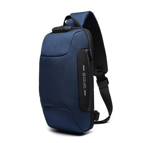 USB Anti-theft Multi-purpose Oxford Cloth Men's Waterproof Chest Bag For Travels and Daily Use