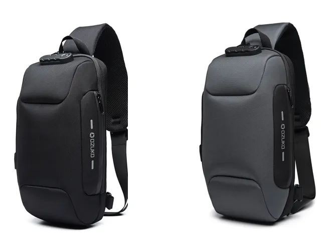 USB Anti-theft Multi-purpose Oxford Cloth Men's Waterproof Chest Bag For Travels and Daily Use