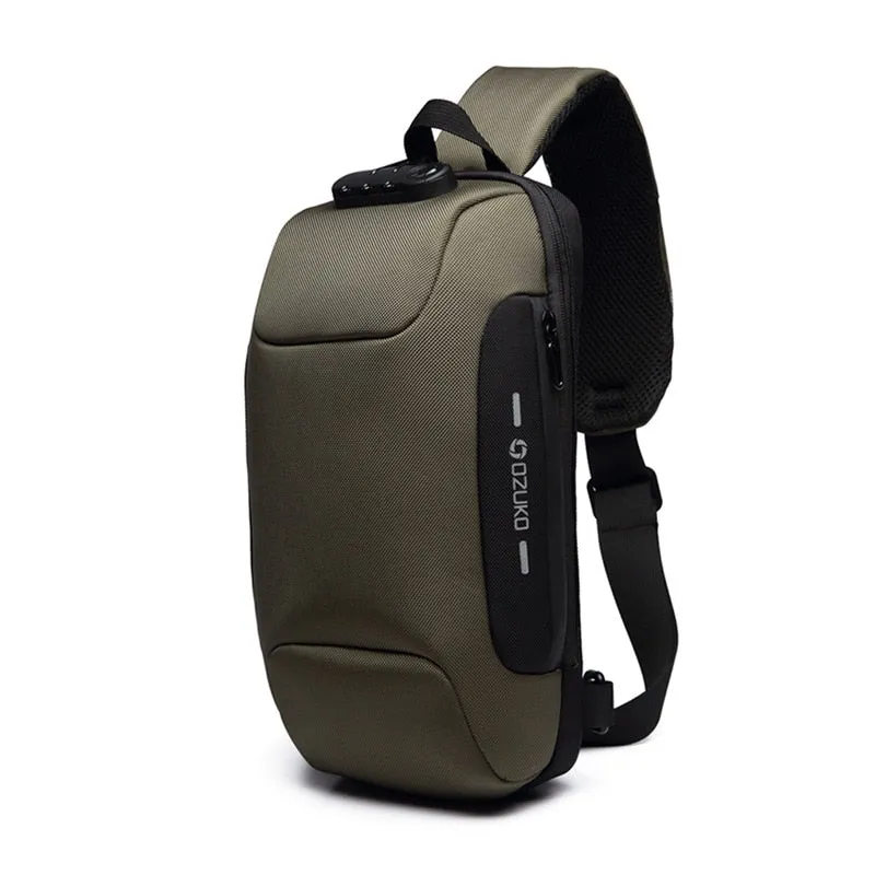 USB Anti-theft Multi-purpose Oxford Cloth Men's Waterproof Chest Bag For Travels and Daily Use