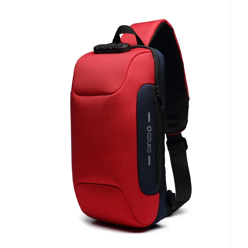 USB Anti-theft Multi-purpose Oxford Cloth Men's Waterproof Chest Bag For Travels and Daily Use