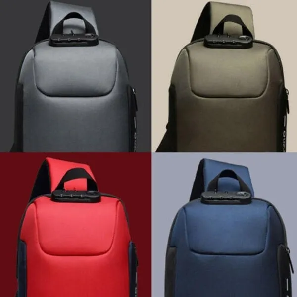 USB Anti-theft Multi-purpose Oxford Cloth Men's Waterproof Chest Bag For Travels and Daily Use