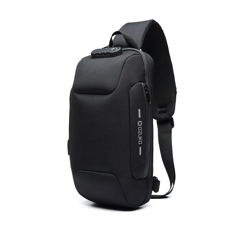 USB Anti-theft Multi-purpose Oxford Cloth Men's Waterproof Chest Bag For Travels and Daily Use