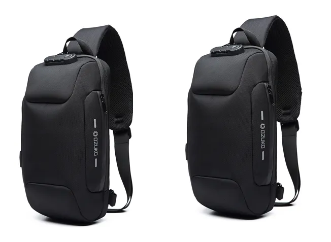 USB Anti-theft Multi-purpose Oxford Cloth Men's Waterproof Chest Bag For Travels and Daily Use