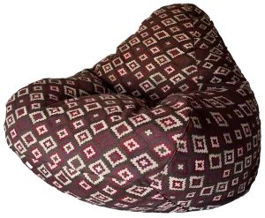 Warwick Jacquard Kilim Geometric Squares Bean Bag In Burgandy Red