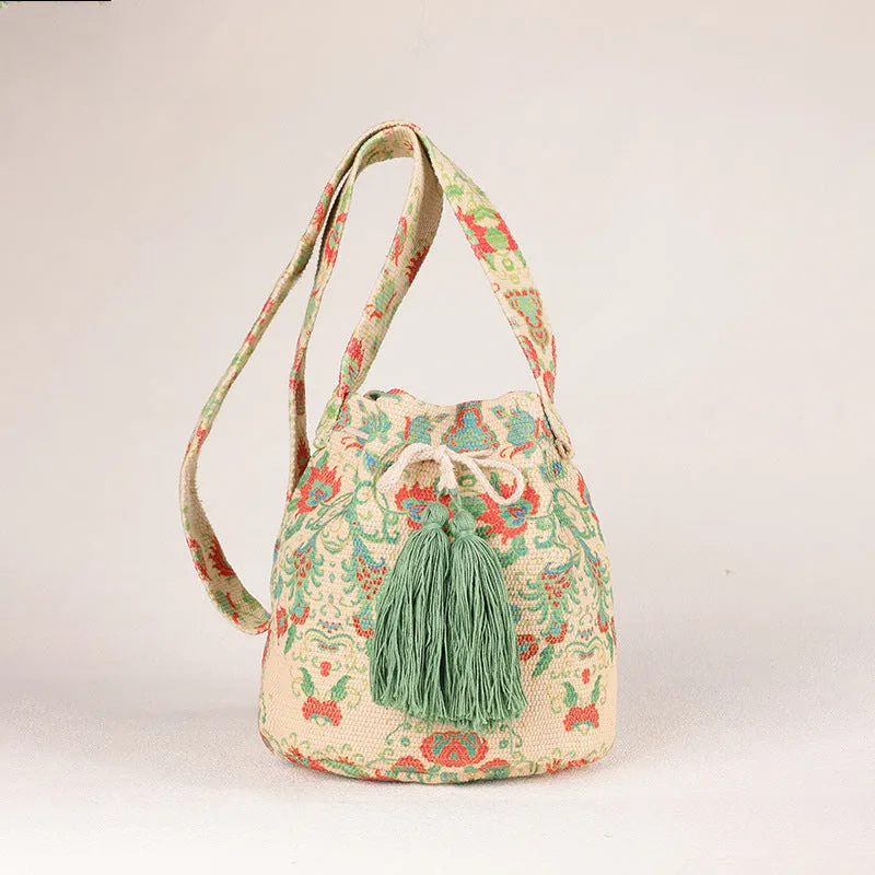 Wholesale Crossbody Bohemian Canvas Printed Bucket Bag