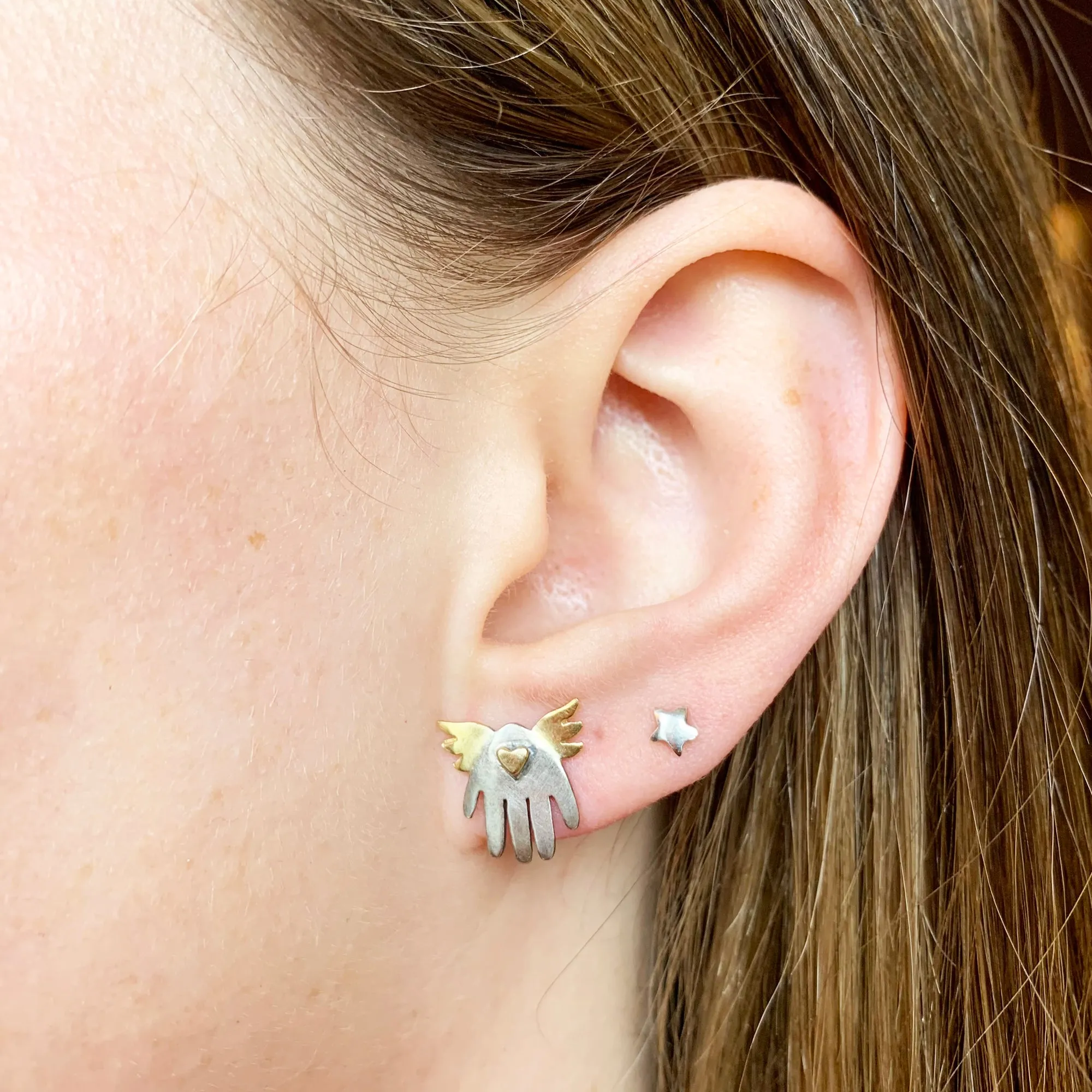 Winged Hand Earrings