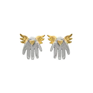 Winged Hand Earrings