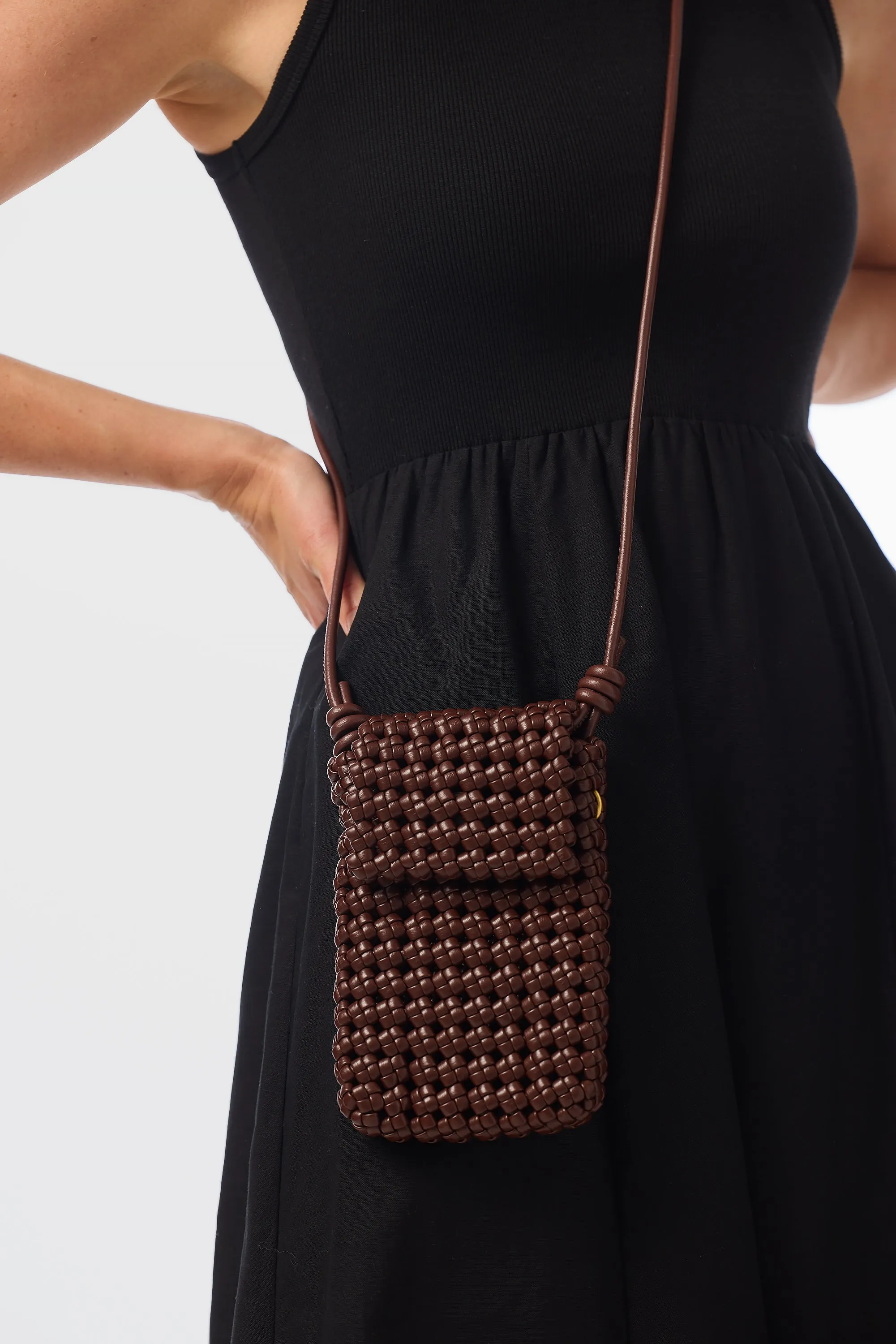 Woven Crossbody Bag - Chocolate